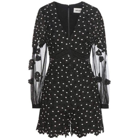 Self-Portrait Pants - NWT Self Portrait Daisy Dot Lace Romper Sz 4